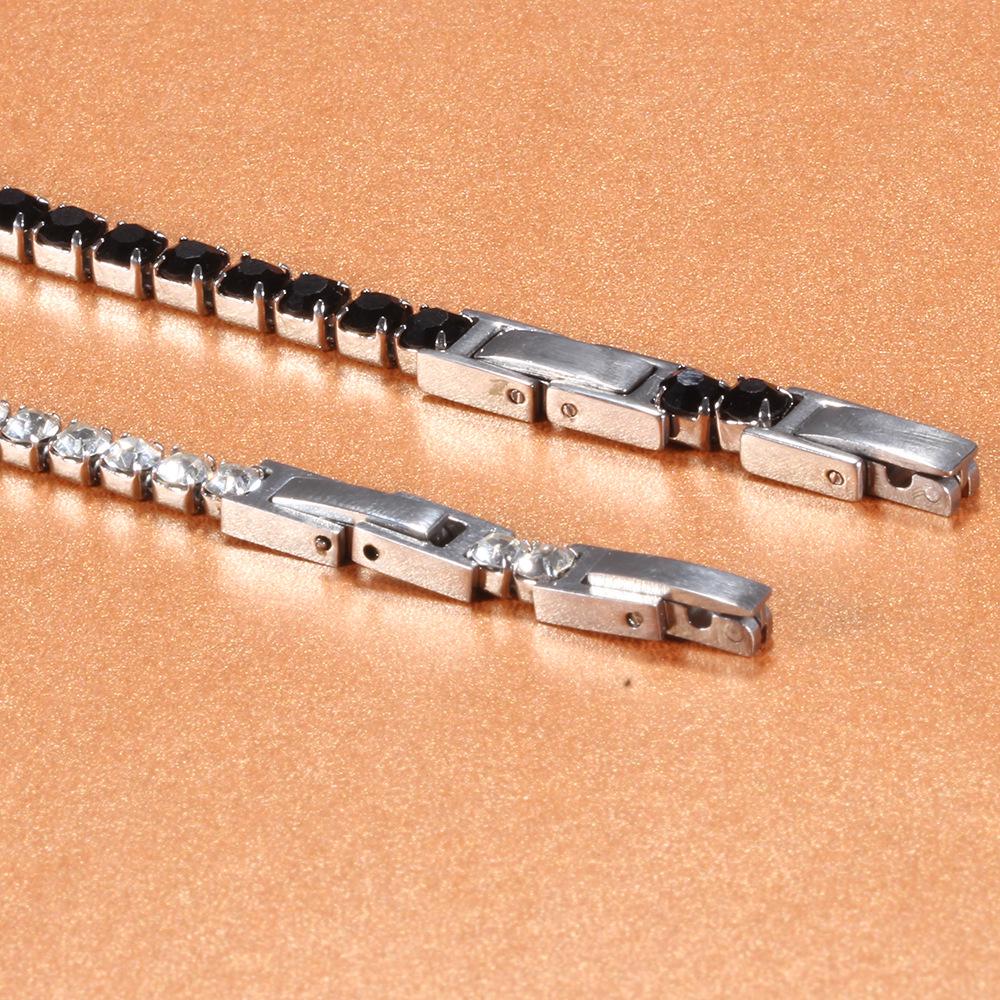 Adjustable Titanium Double Buckle Zircon Bracelet – Stainless Steel Simple Tennis Chain Fashion Accessory