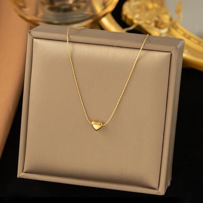 Elegant 18K Gold Titanium Necklace - Heart Pendant, Non-fading for Women