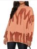 2025 Autumn/Winter Women's Lazy Style Loose Printed Knit Sweater