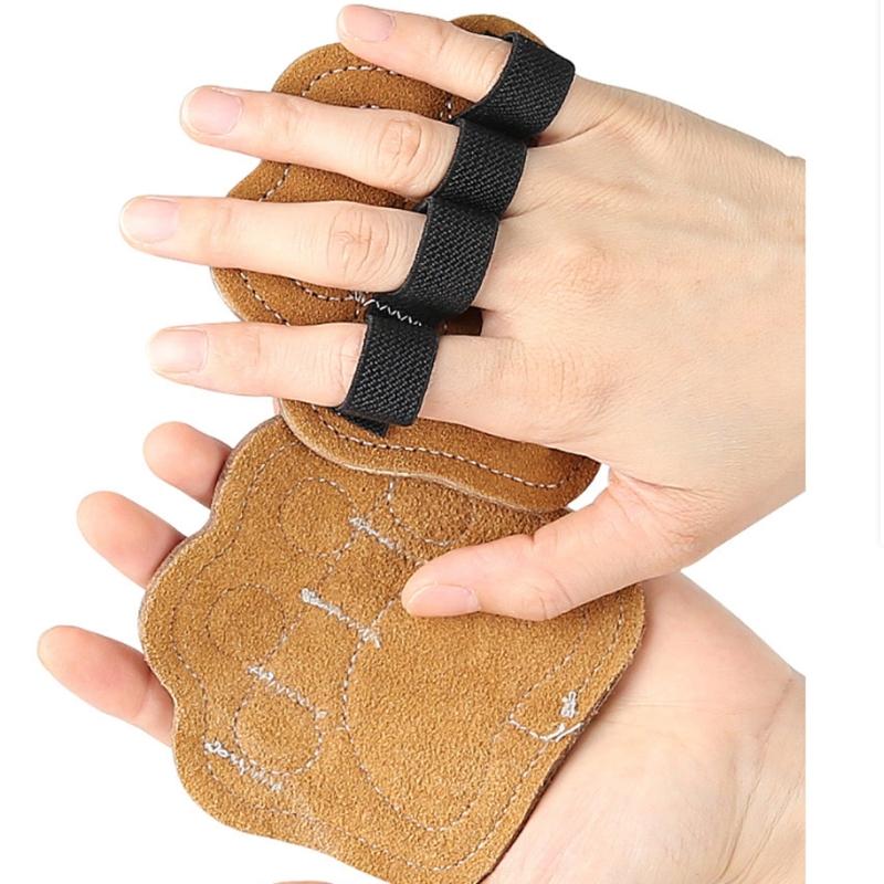 Breathable Finger Sports Palms Protectors Grip Pad For Fitness Training Cowhides Leather Construction Light Support