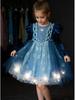 2025 Herbst/Winter Eiskönigin Elsa Langarmkleid für Halloween und Weihnachtsgeschenke