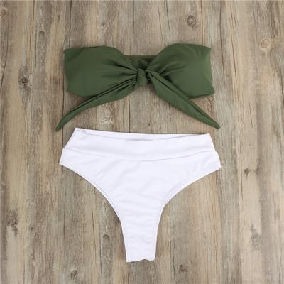 Damesbadpak Effen kleur Geknoopt Push-upbadpak Sexy hoge taille bikini Braziliaanse strandkleding Badpakken