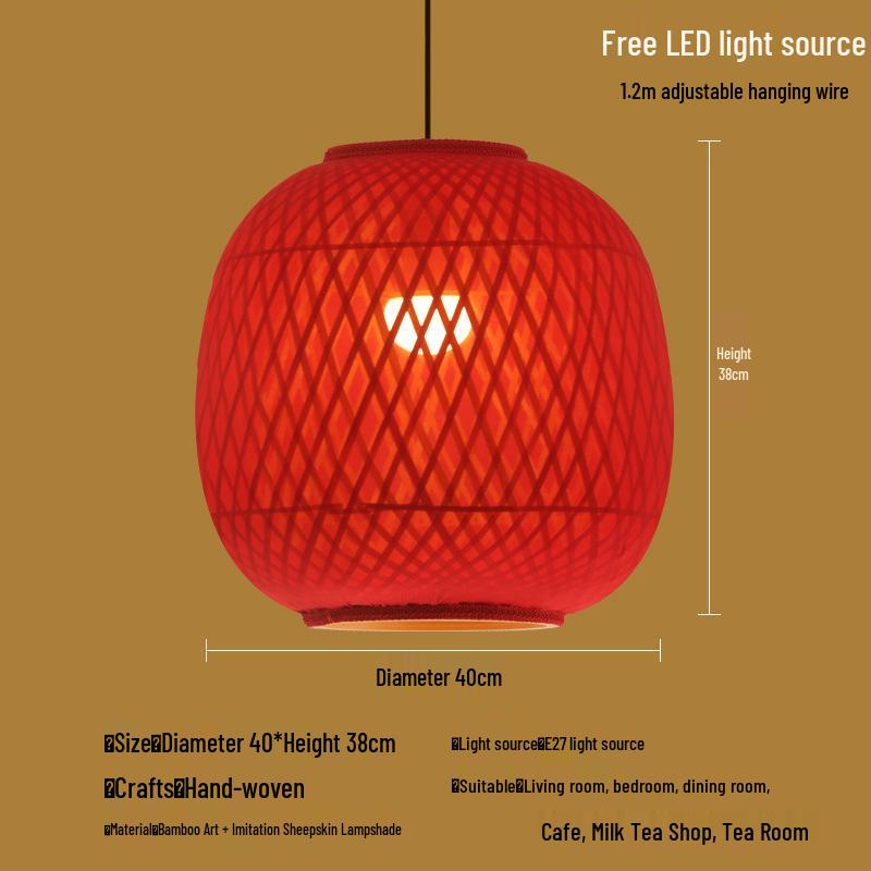 Retro Bamboo Woven Lantern Chandelier - Chinese Hot Pot & Restaurant Outdoor Decor