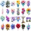 9pcs Temporary Tattoo Watercolor Wisteria Arch Sunflower Pine Tree For Chest Children Arms