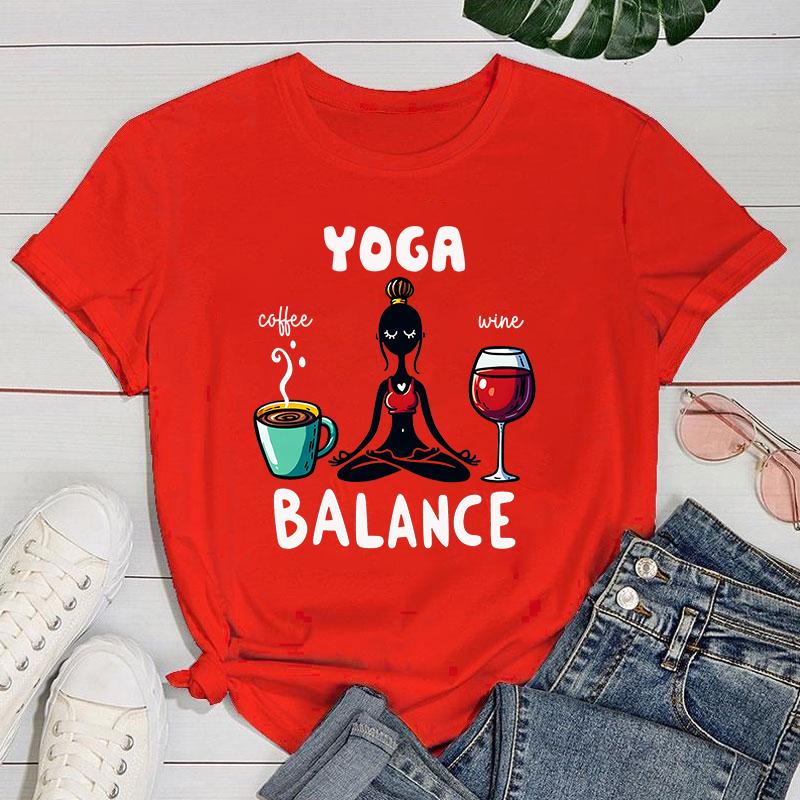 

Yogo T Shirt New Yoga Balance Print Womens Clothing Short Sleeves Round Neck Women TShirt Summer Casual Tees 3XL
