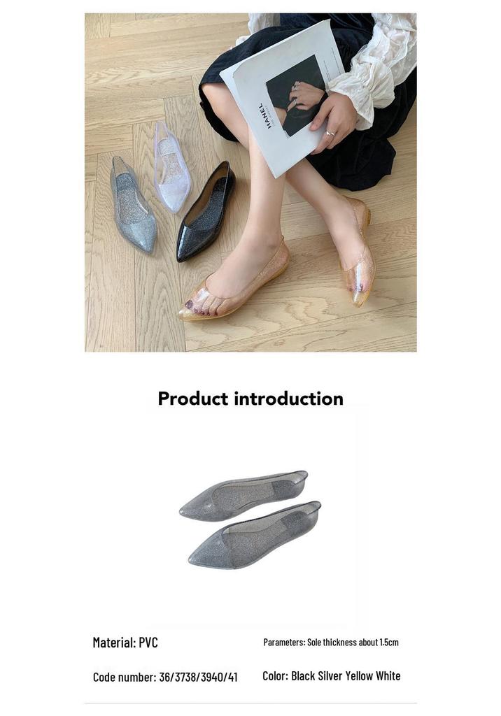 Yuzhihao Summer Women's Pointed Toe Closed Flat Sandals - Fashionable, Solid Color, Low Cut Design