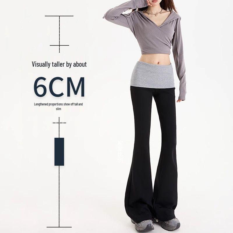 Wiosna 2025 Damskie Spodnie Dresowe do Jogi Slim Fit Micro Flare w Patchworku z Bloku Kolorystycznego