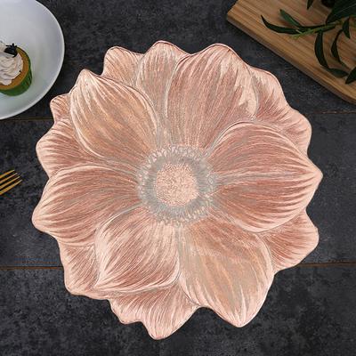Tovagliette in PVC per Sala da Pranzo Vinile Pressato Fiore Metallico Tappetini da Tavola Rotondi da 15 Pollici