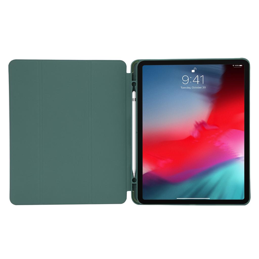 For iPad Pro 13 (2024) Case Skin-touch Leather Tri-fold Stand Tablet Cover with Pencil Holder