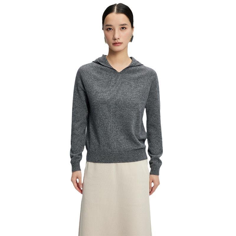 Women's Seamless Cashmere Hooded Sweater – Warm Autumn/Winter Knit Base Layer Hoodie