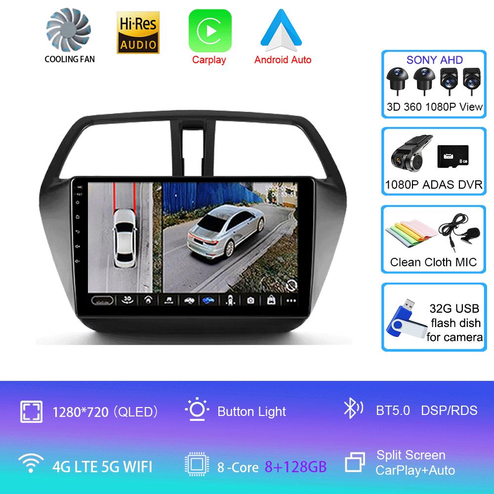 Android 14 Video Player For Suzuki SX4 S-Cross 2014 2015 2016 2017 Car Radio Multimedia Stereo GPS WIFI+4G Wireless Carplay Auto