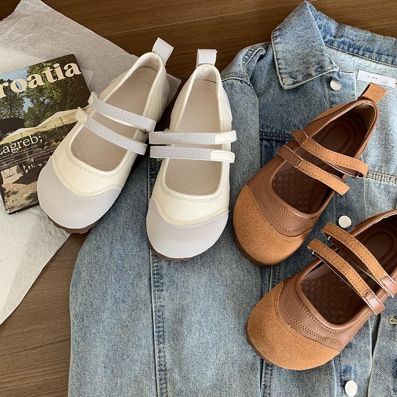 French retro white ballet flat Mary Jane single shoes women's 2026 new spring and autumn soft-soled beanie shoes