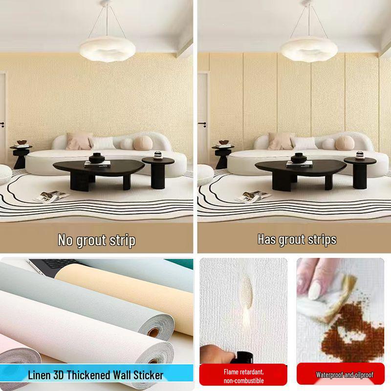 3D Waterproof Self-Adhesive Coarse Peel Wallpaper for Bathrooms, Bedrooms, Kitchens - Mold & Oil-Proof, Moisture Resistant.