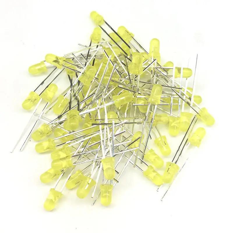 100 Stück 3mm LED Diode Superhell Elektronische Bauelemente Glühbirnen Weiß/Rot/Gelb/Grün/Blau Lichtemittierende Dioden