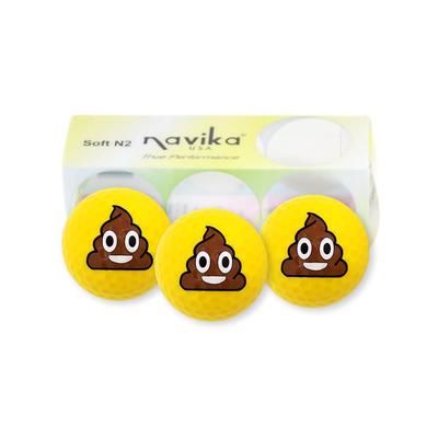 Navika Golfové loptičky USA Jasná žltá Potlač emoji hovienka Farba s vysokou viditeľnosťou Darček s tematikou emoji pre golfistov všetkých Emoji Golf Veselé emoji hovienka