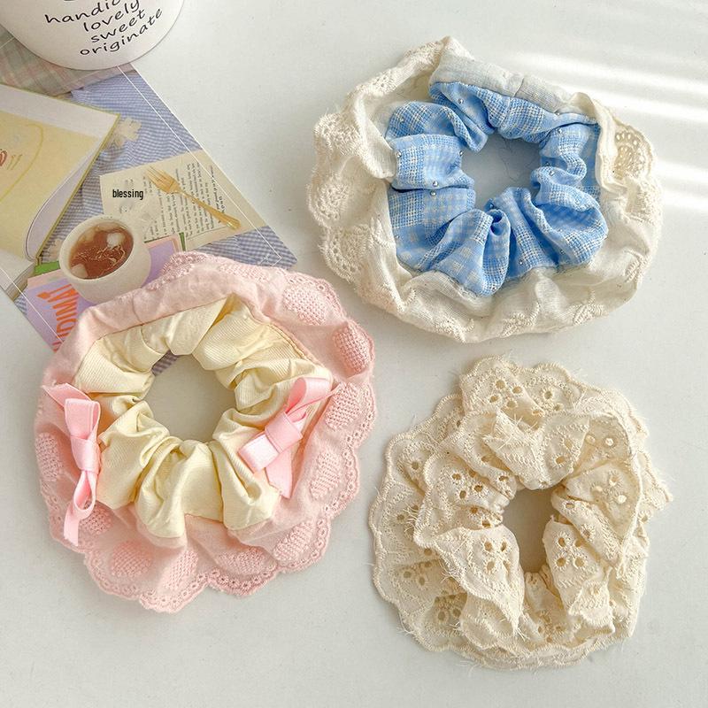 Children's Floral Lace Double-Layer Scrunchie Hair Tie