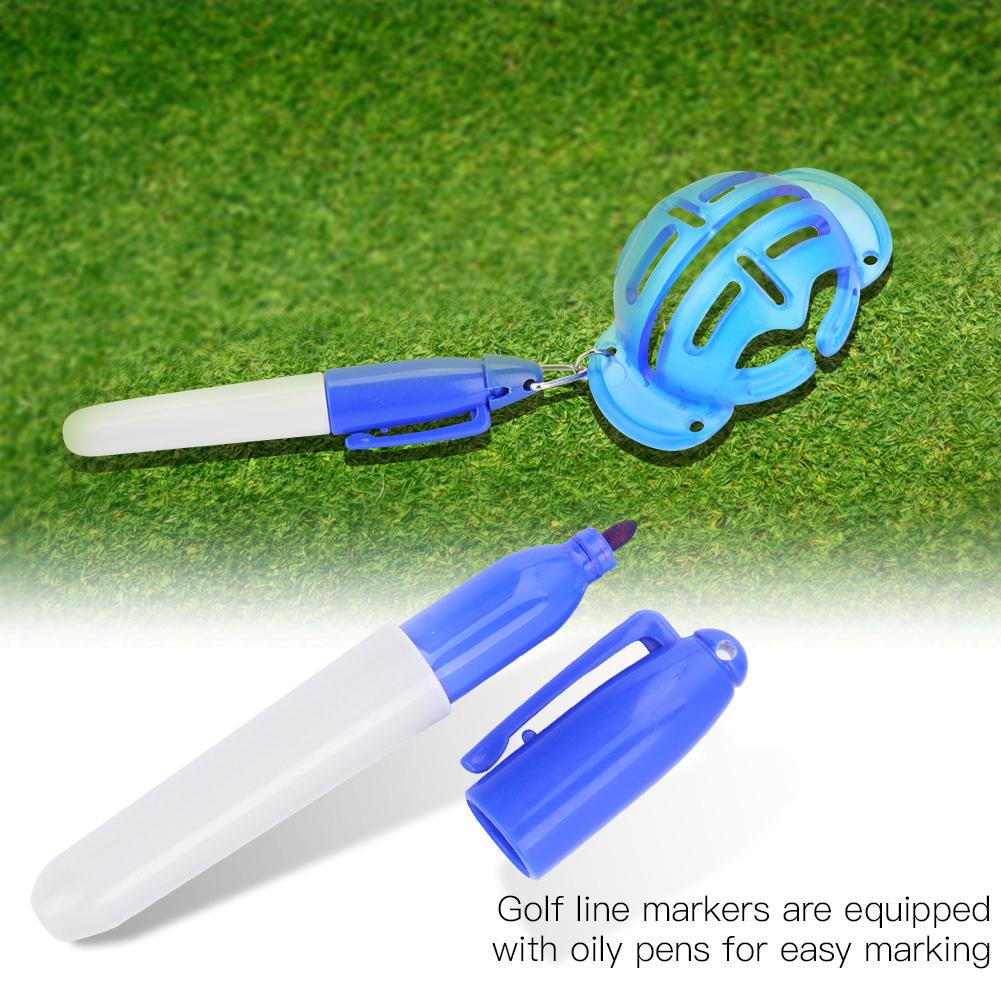 Golf Ball Liner Line Marker Drawing Template Alignment Tool with Pen Accessories (Blue)