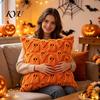 Cozy Halloween Ghost Cushion Covers 2Pcs Covers, Plush Throw Pillow 18x18 Decorative Pillowcase Inch Cases for Sofa Bed Couch Chair Theme Home