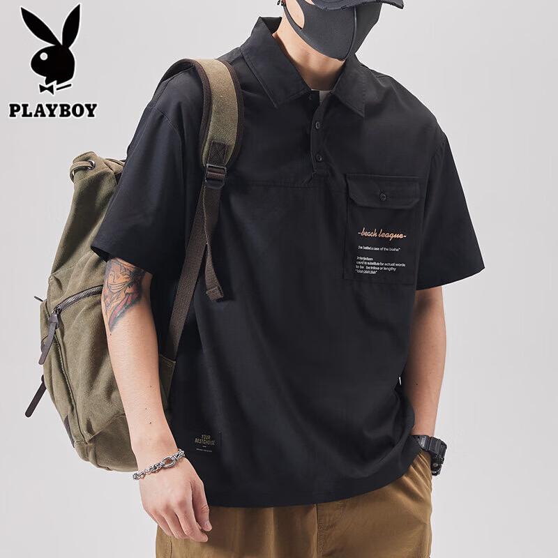 PLAYBOY Men's Summer Loose Polo T-Shirt
