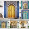 Moroccan Yellow Antique Arched Doors Shower Curtains Old Vintage Wooden Door Bathroom Waterproof Fabric Bath Curtains With Hooks
