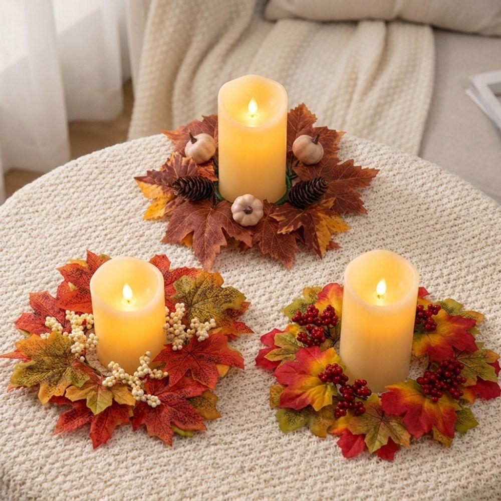 Autumn Harvest Artificial Maple Leaves Garland Pumpkins Fall Mini Wreath  Wedding Party