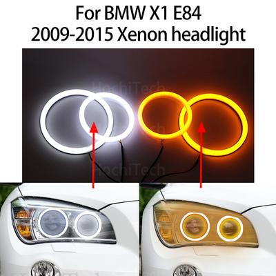 Přepínací bavlněné LED Angel Eyes Dvojitá bílá/jantarová pro BMW X1 E84 2009 2010 2011 2012 2013 2014 2015 Xenonový světlomet