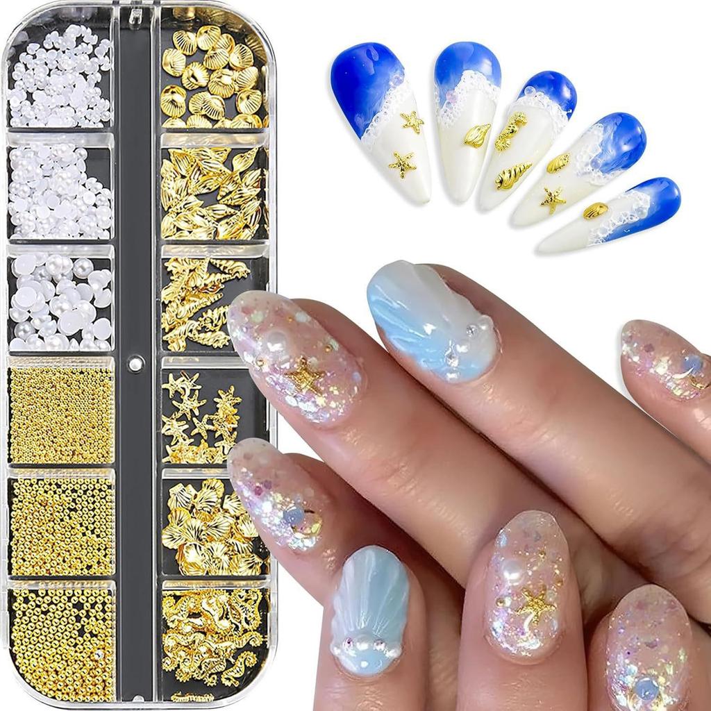 3D Ocean Style Nail Art Accessories: Seahorse, Octopus, and Seashell Metal Rivets for Nail and Phone Case Decoration