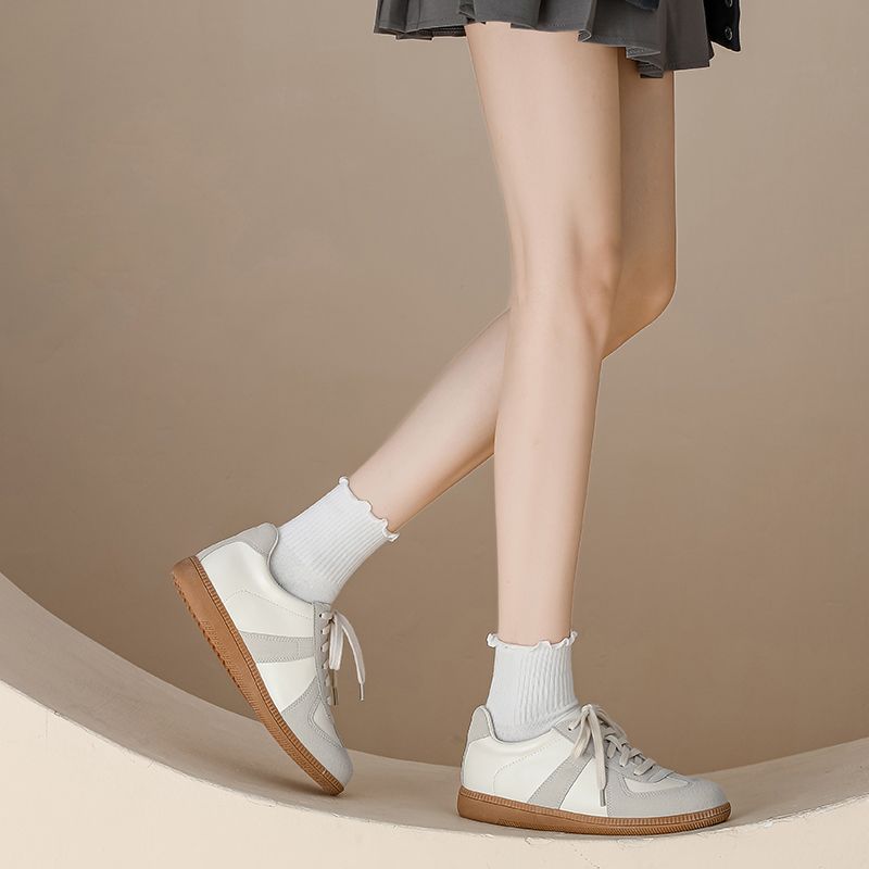 Inner height increase women's versatile casual lace-up white shoes thick-soled small college style small size board shoes women