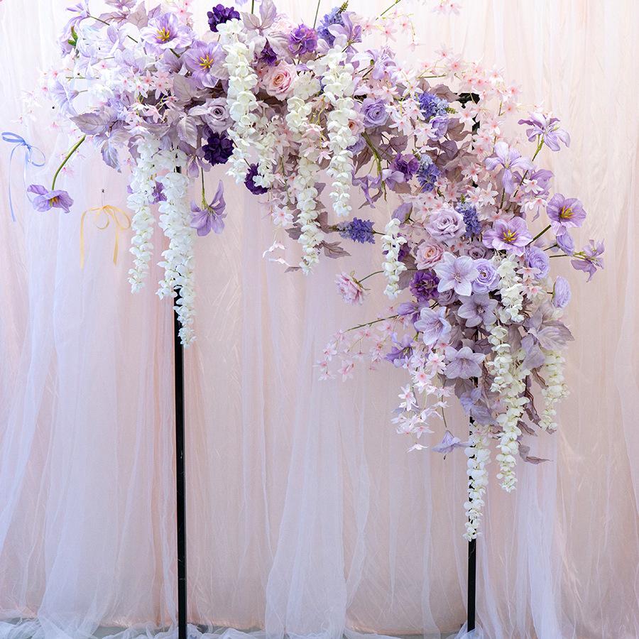 Purple Themed Wedding Arch Decoration: European Style Artificial Floral Art