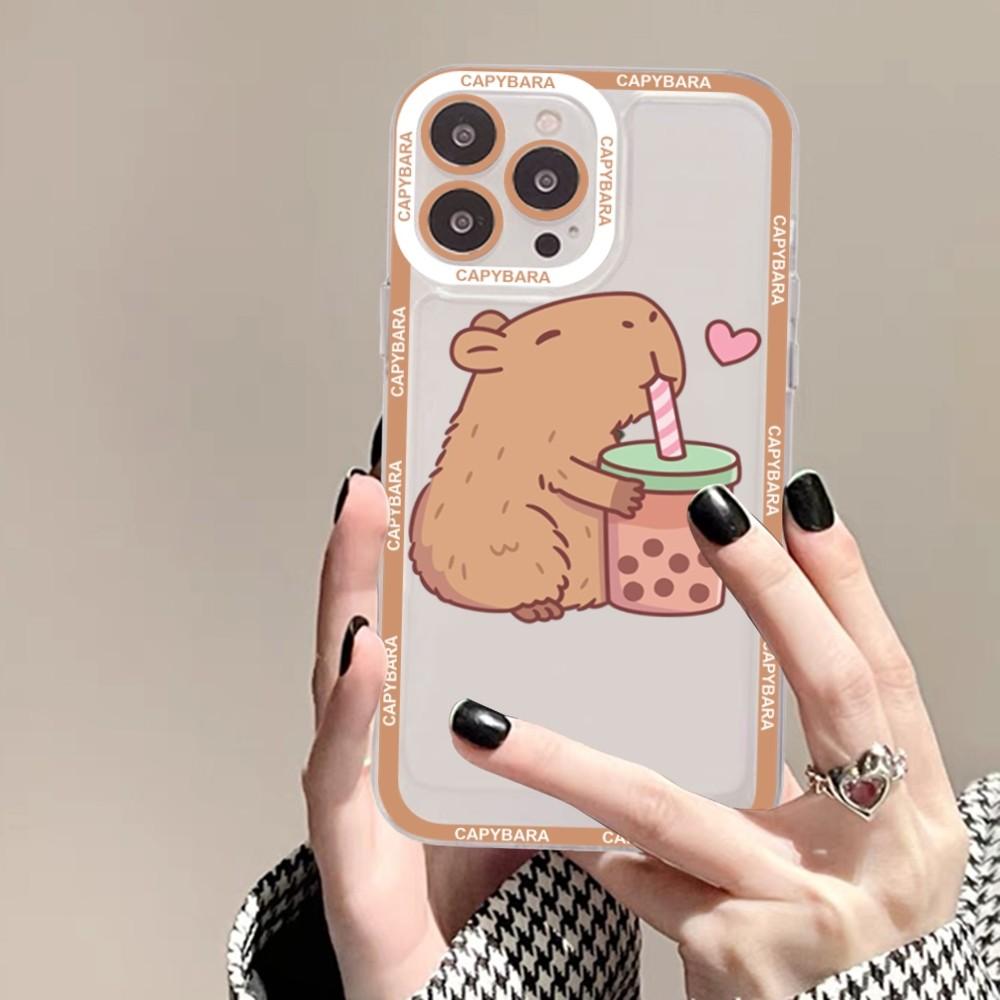 Cartoon Capybara Phone Case For iPhone 15 14 13 12 11 Pro Max XS X XR Mini Protective Cover