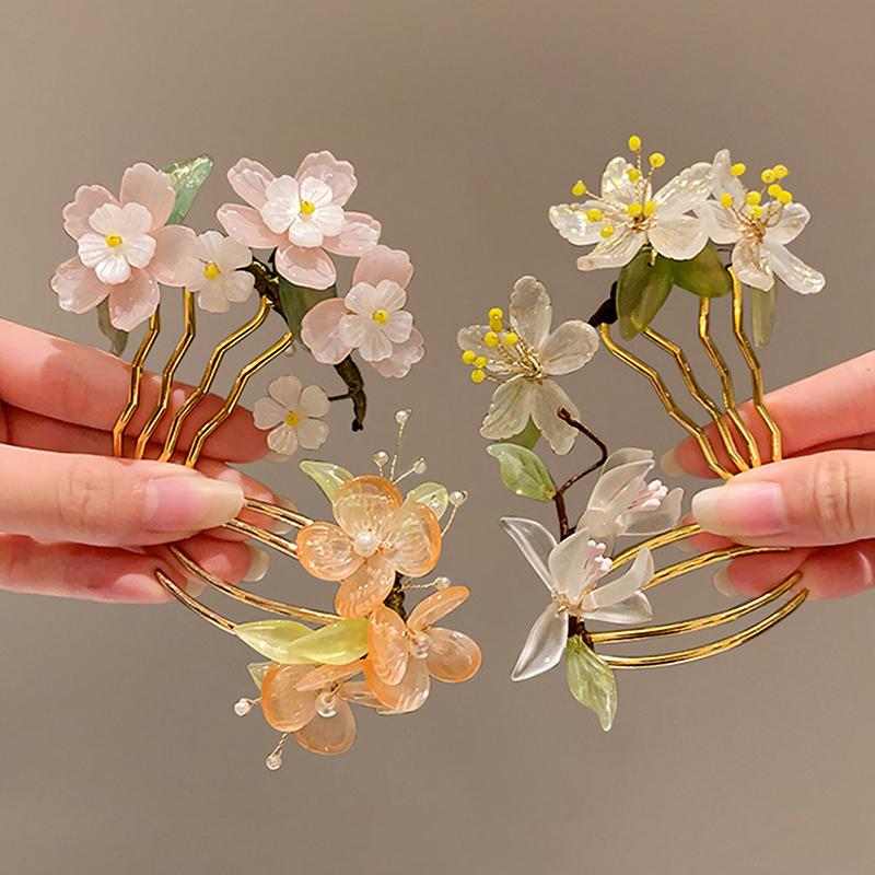 Classical Hair Comb Chinese Style Hair Stick U Shape Flower Cheongsam Hairpin For Hanfu Accessories