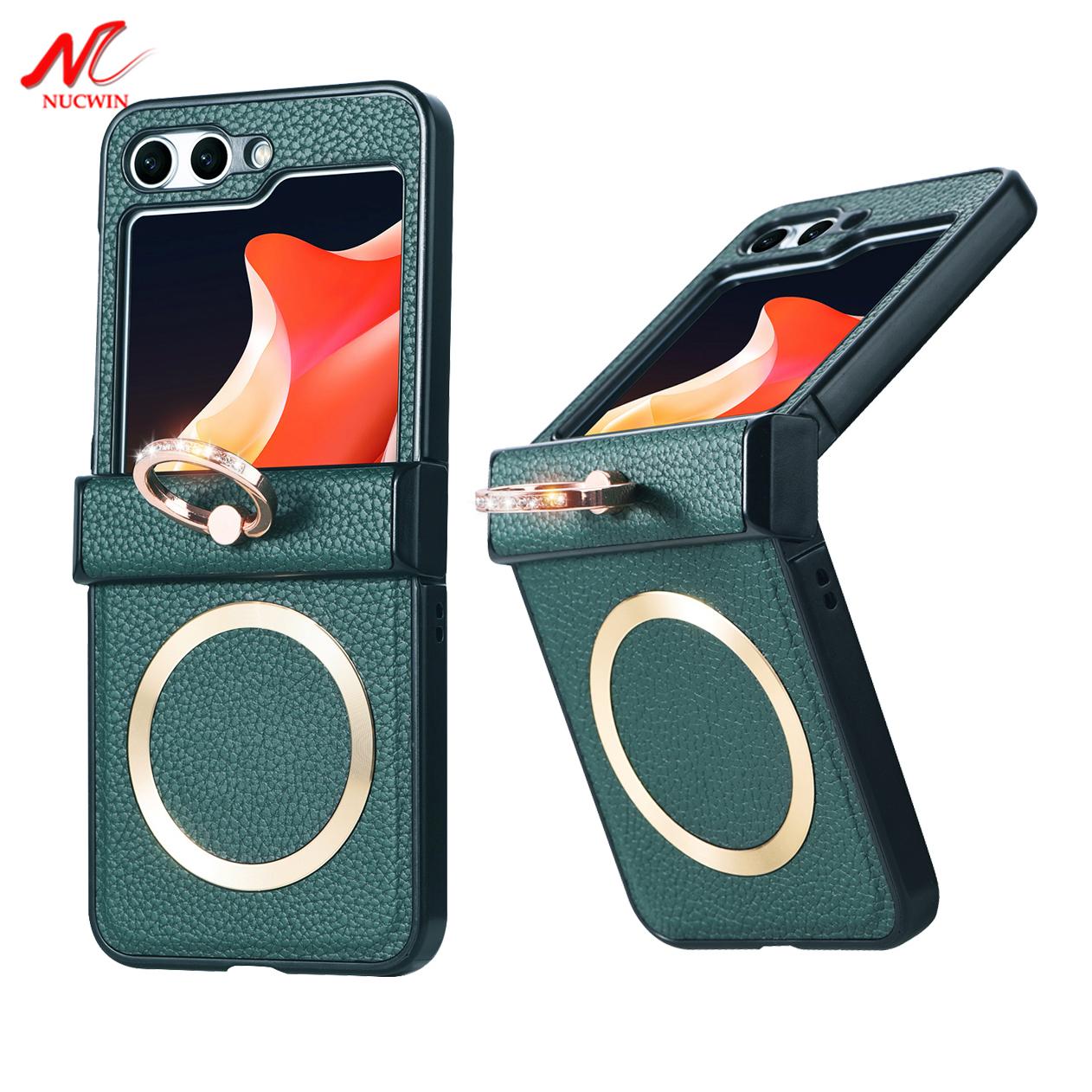 

Для Samsung Z Flip 6 чехол с кольцом-держателем Magsafe чехол из искусственной кожи для Samsung Galaxy Z Flip 3 4 5 6 3 в 1 шарнирный ПК противоударный чехол For Samsung Z Flip 5 чёрный