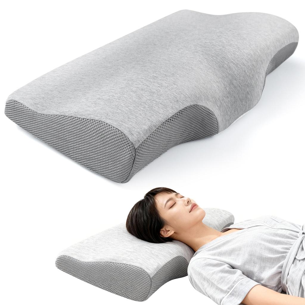 HOSUR Memory Foam Pillow for a Comfortable Sleep, Relieves Neck Pain, Adjustable Height (HighLow), Suitable for Side and Back Sleepers, Shoulder