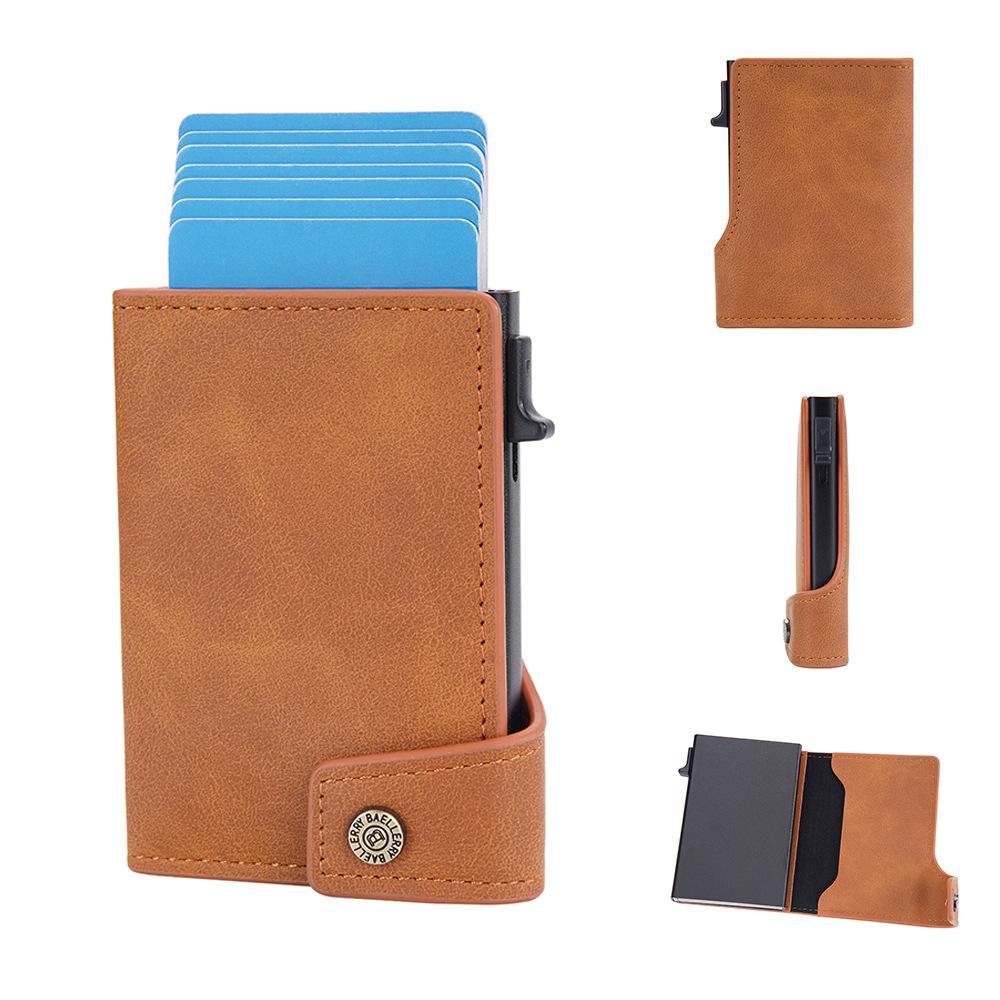 New card bag male retro side push elastic card metal aluminum box anti-magnetic simple card clip