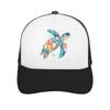 Vibrant Ocean Turtle Mosaic Splash Mesh Baseball Cap Casual Hat Outdoor For Womens Unisex FeUnisex