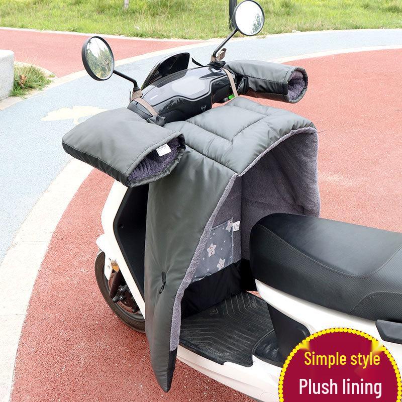 Electric Motorcycle Winter Windshield Cover - Extra Large, Fleece-Lined, Waterproof PU Leather