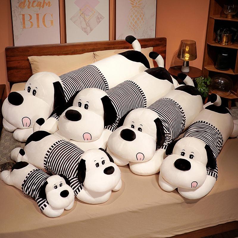 Large Striped Dog Throw Pillow Plush Toy Doll Big Dog Doll Girl Sleeping Pinch Leg Long Throw Pillow