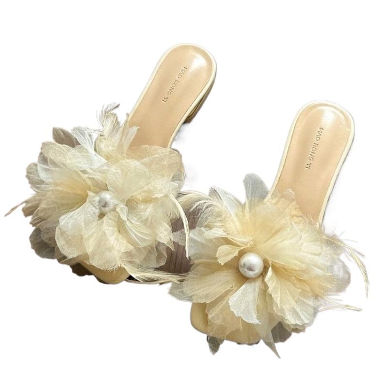Fashion 2025 New Ladies Shoes Open Toe  Women's Slippers Fashion Outdoor Daily Summer Floral String Bead Solid Best Seller Flat Slippers