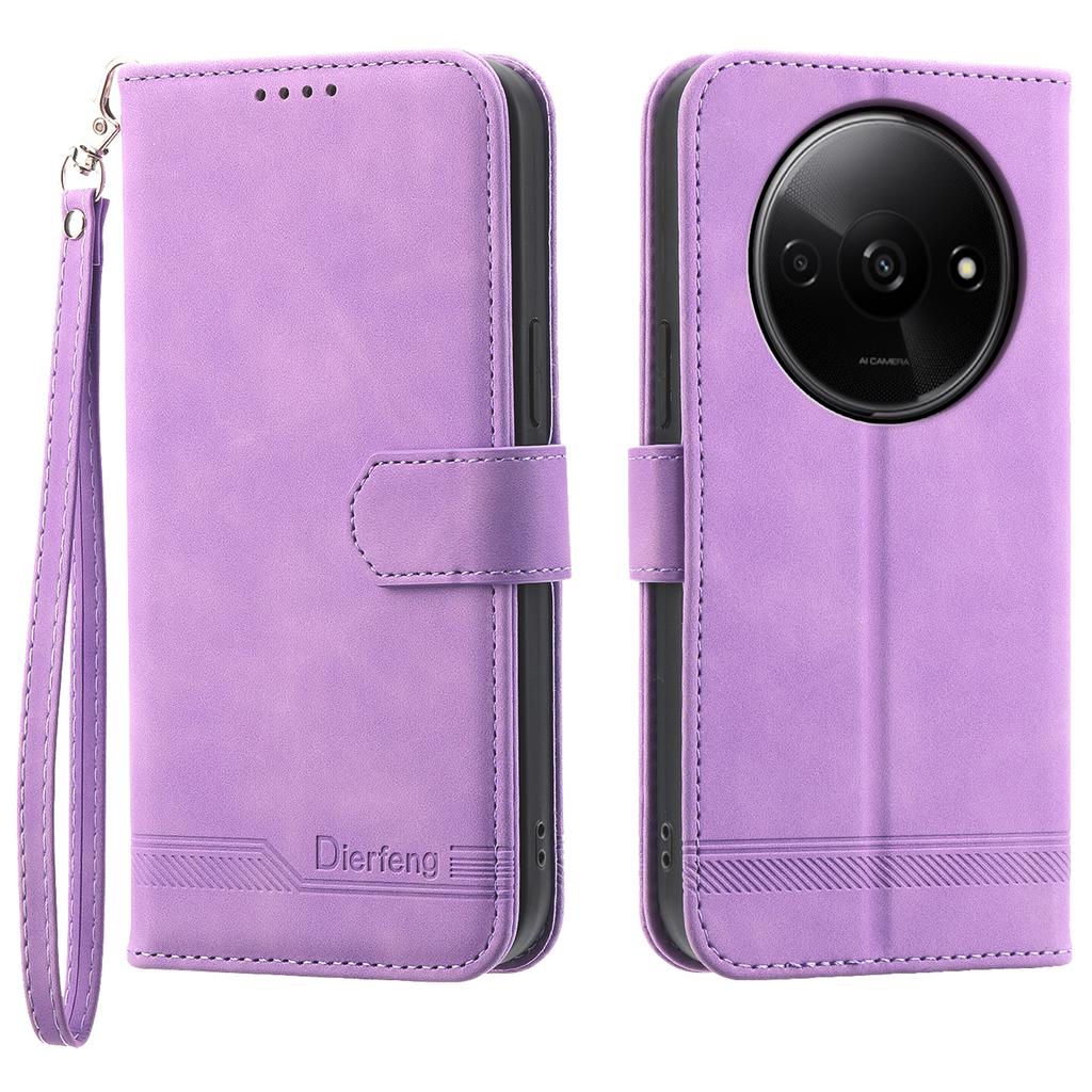 DIERFENG DF-03 Flip Cover for Xiaomi Redmi A3/Poco C61 4G Shockproof Imprinted Wallet Stand Mobile Leather Case