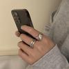 Korean Retro Geometric Heart Ring, Women's Adjustable Double-Layer Index Finger Ring