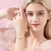 Women Bracelet Double-Layer Cherry Blossom Pendant Bracelet with Rhinestones Inlaid Hollow Design Adjustable Length Bracelet