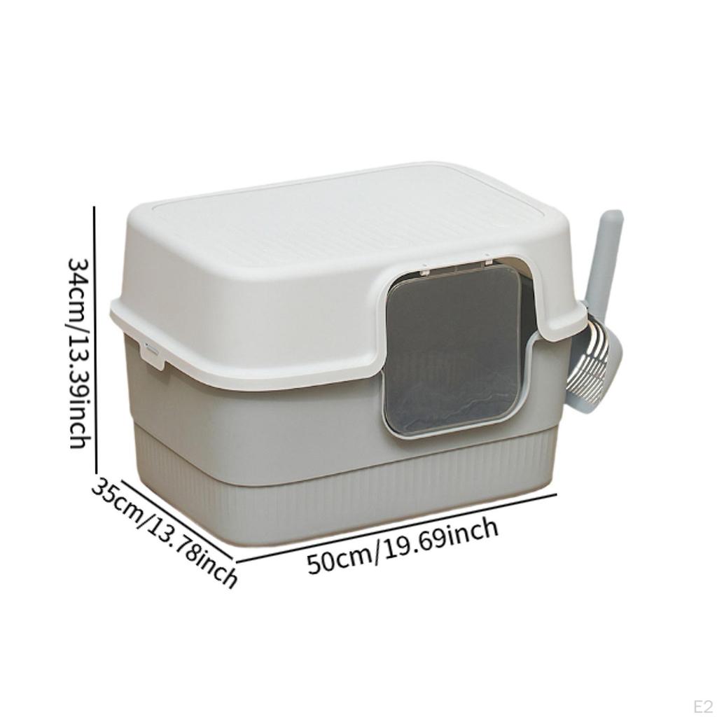 Hooded Cat Litter Box with Lid Kitty Pan Anti Splashing Low Entry Tray Enclosed