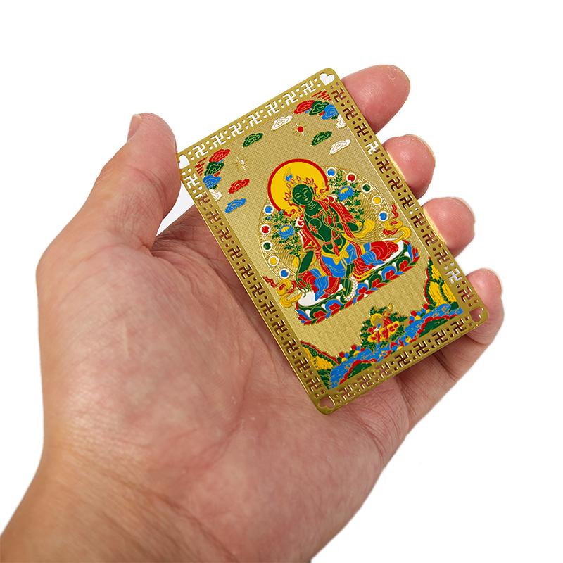 Monochrome Metal Buddha Card Copper Card God Of Wealth Guan Gong Fortune Card Buddhist Gold Card Amulet Gift