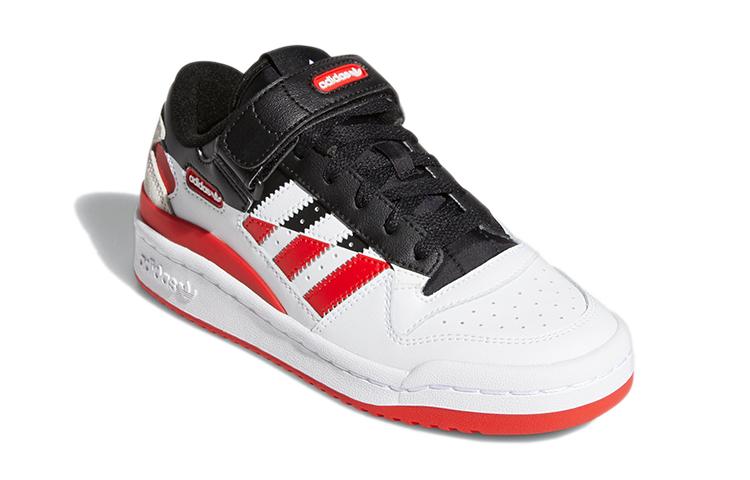 Adidas Originals FORUM Low J Leather Abrasion Resistant Low top Skateboard Shoes White Black Red Teenagers FY7971