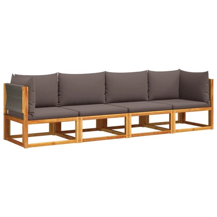 VidaXL 4-piece Garden Sofa Set with Cushions In Acacia Wood and Rope 3278832