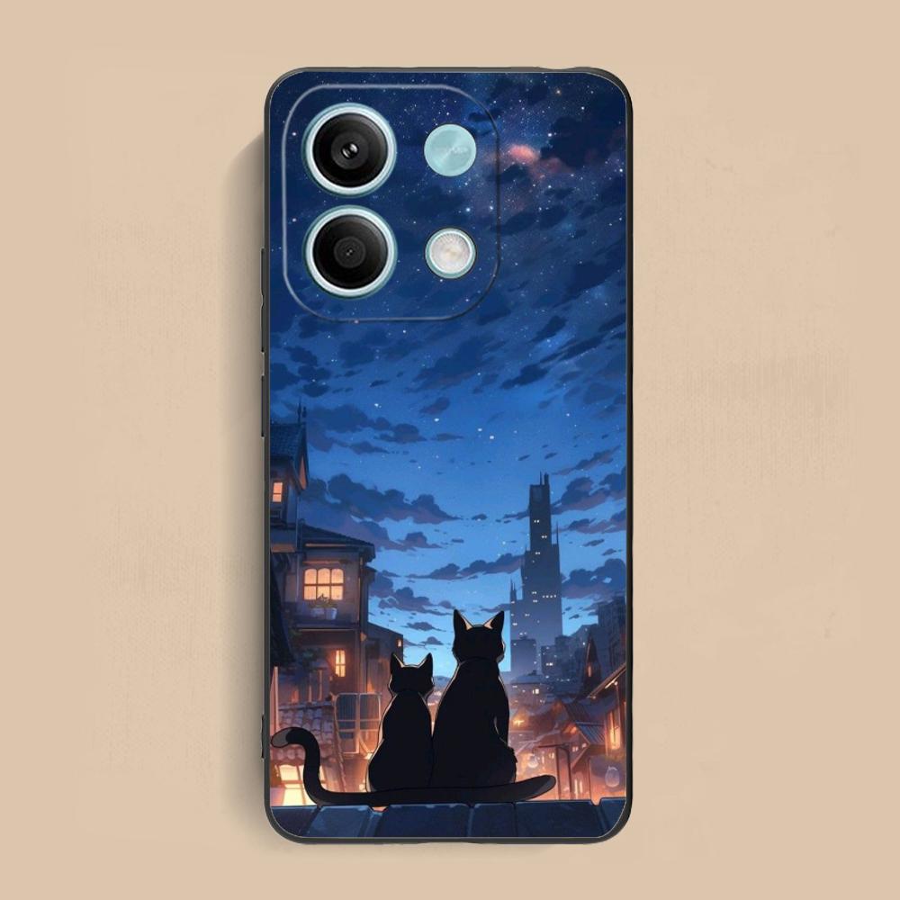 

Luna Moon Cat Mobile Phone Case for Xiaomi Redmi 15 14 13 12 A5 3 2 1 C Plus 4G 5G Colorful Printing Cover Cellphones Pretty Redmi A1+