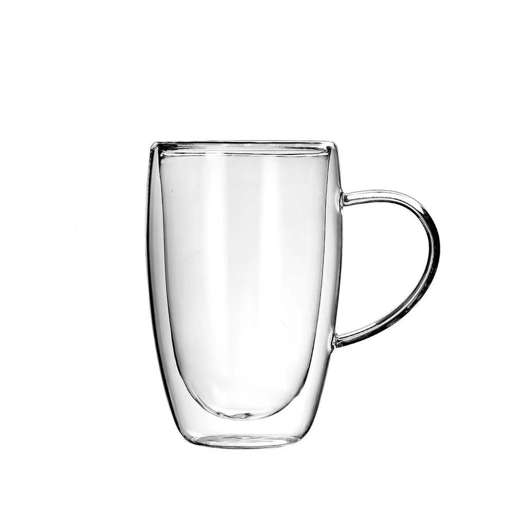 80-450ml Hitzebeständiger Glasbecher Doppelschichtig Anti-Heißer Griff Blei-frei Milchtasse Fruchttee Tasse mit Griff Transparent Kaffeetasse