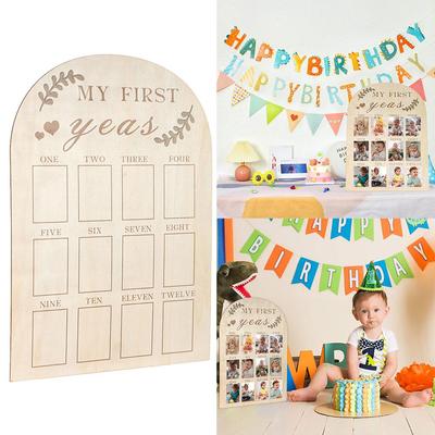 New Wood My First Year Photo Display Board Calendar Card 12 Months Baby Picture Frame Baby's First Year Photo Frame