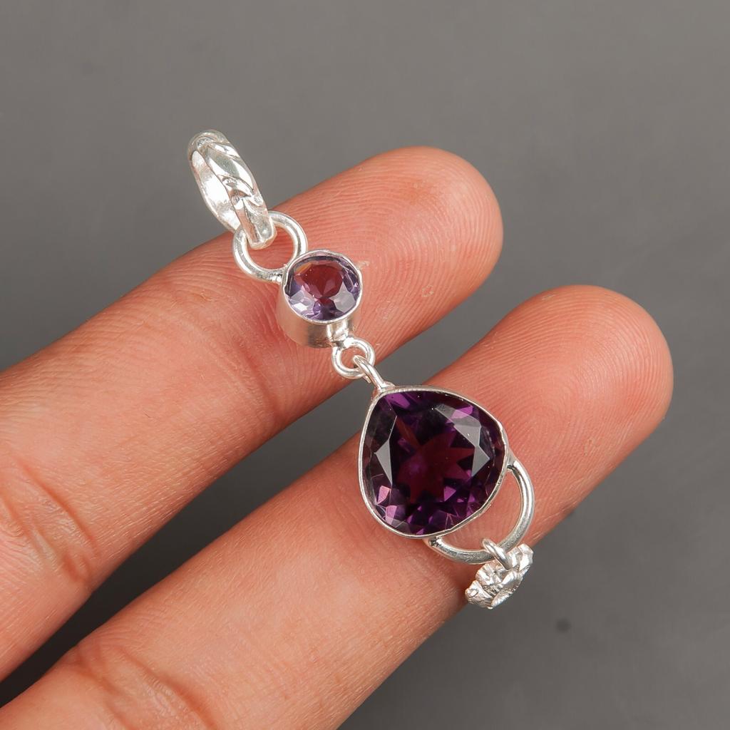 Amethyst Gemstone 925 Sterling Silver Jewelry Handmade Pendant2.00" Women's Gift PP-5-5