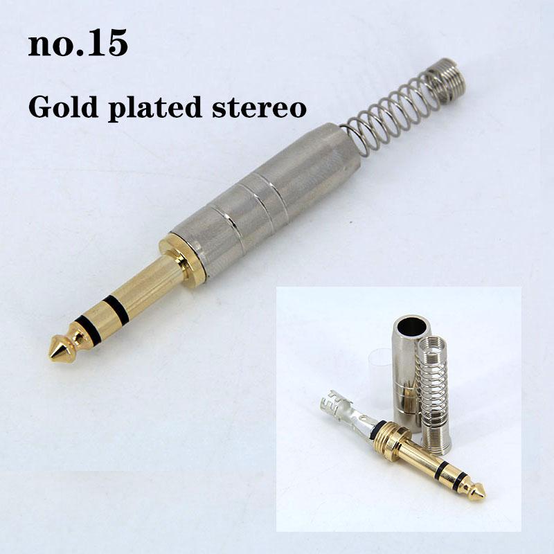 2pcs 2 3 Pole 6.35mm 6.5mm Audio Male Female Mono Stereo Solder Connector Plug Socket Gold Plated Metal Amplifier Mic Converter